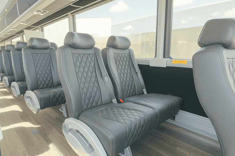 interior of Racine Coach Bus Service charter bus